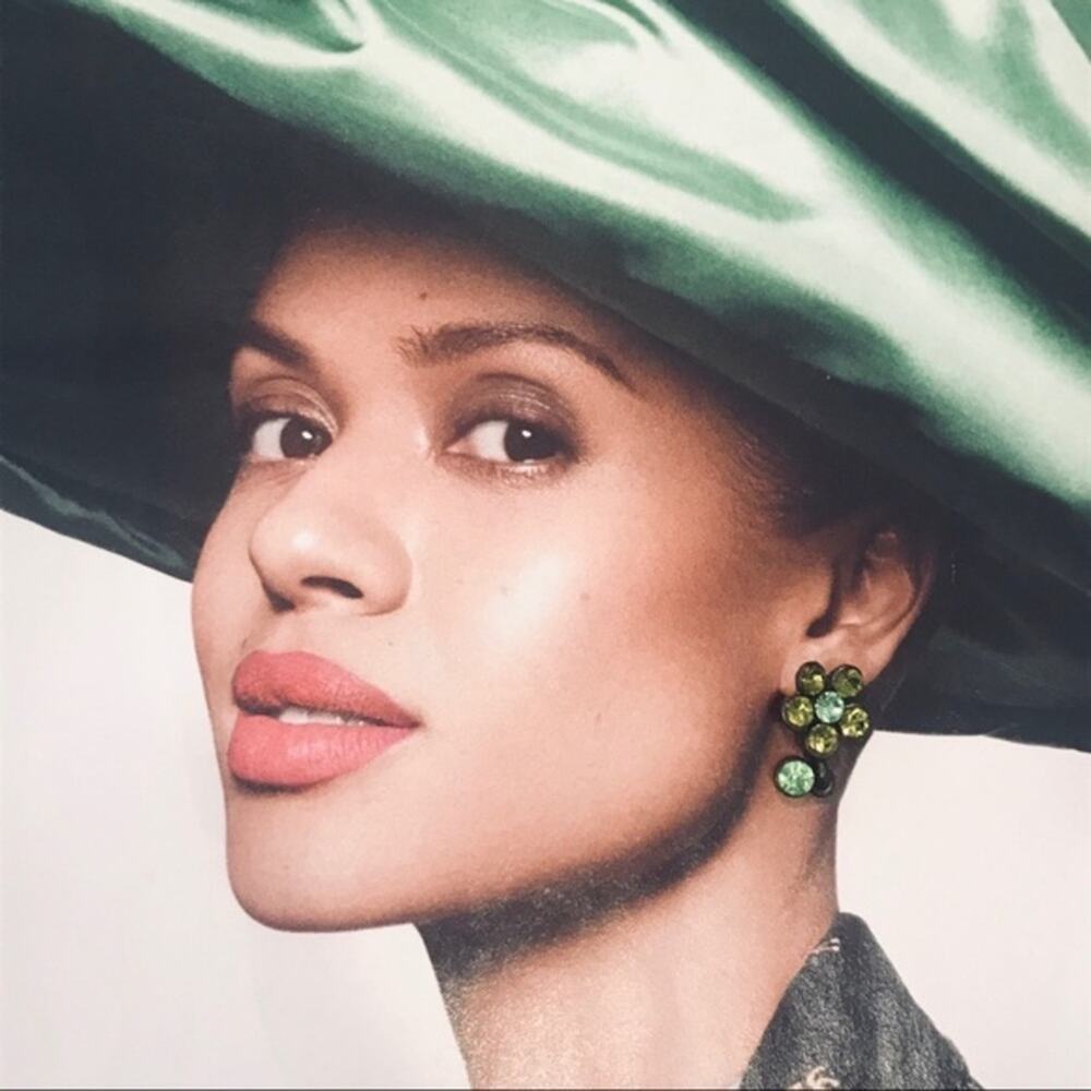 Vintage 90s Jewel Floral Drop Earrings EUC - Picture 1 of 5